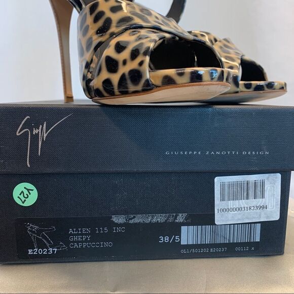 Giuseppe Zanotti Leopard cheetah animal print patent high heel sandals Sz 38.5 - Picture 12 of 13